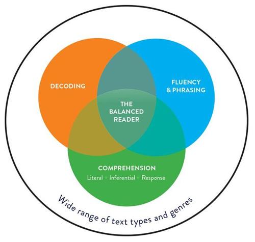 WIDE RANGE OF TEXT TYPES AND GENRES THE BALANCED READER DECODING FLUENCY & PHRASING COMPREHENSION LITERAL - INFERENTIAL - RESPONSE trademark