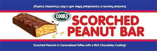 COOKS EST 1986 CONFECTIONERY SCORCHED PEANUT BAR SCORCHED PEANUTS IN CARAMELISED TOFFEE WITH A RICH CHOCOLATEY COATING! trademark